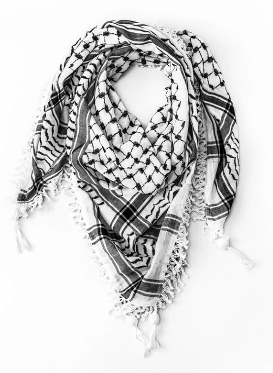 Keffiyeh Scarf Palestinian Shemagh Original Arab Kufiya White New Black